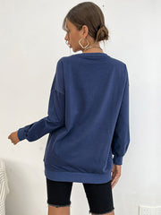 Sweat-shirt bleu à col rond 