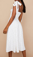 Robe imprimée ivoire à bretelles 