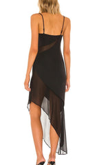 Robe midi moulante à bretelles noires