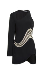 Robe courte asymétrique à vagues