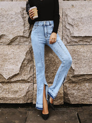 Pantalon en jean skinny à jambes larges 