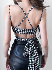 Gilet à nouer imprimé d'oiseaux 