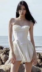 Robe mini bustier blanche 