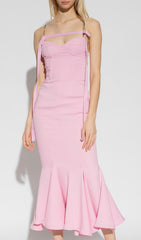 Robe longue moulante à bretelles rose