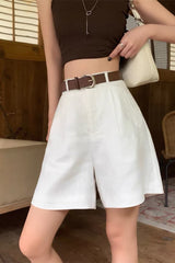 White Linen Blazer Style Loose Shorts