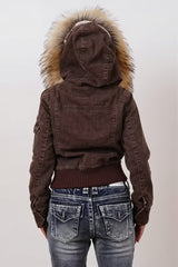 Faux Fur Trim Hooded Utility Jacket