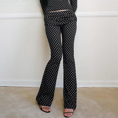 Pantalon slim bootcut à pois