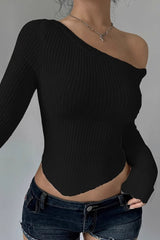 Asymmetrical Neck Slim Fit Sweater