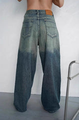 Jean tendance taille basse effet usé ombré