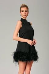 Robe courte à plumes Odell