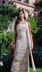 Robe midi en maille froncée Sharla 