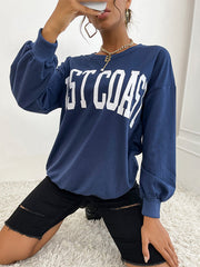 Sweat-shirt bleu à col rond 
