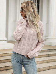 Pull rose à col montant 