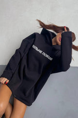 Sweat à capuche oversize à manches longues et imprimé lettres