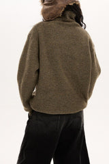 Cardigan rétro ample en maille à col boutonné