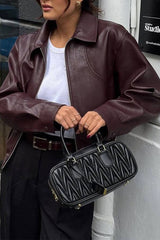 Veste de vacances décontractée en cuir à manches longues