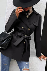 Trench-coat mi-long à double boutonnage et ceinture à nouer