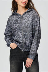 Sweat à capuche zippé en maille dos nu uni