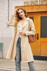 Trench-coat mi-long à poches et taille cintrée