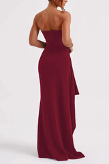 Robe de soirée sexy bustier dos nu à épaules dénudées et fente haute