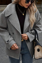 Manteau blazer court oversize polyvalent en laine mélangée