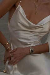 Robe de soirée chic en satin blanc dos nu