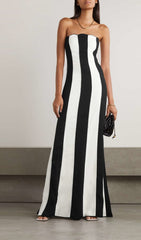 Robe longue bustier rayée 
