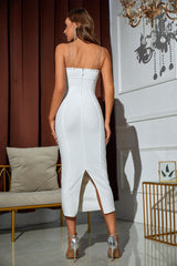 Robe longue bandage à bretelles ornées Lupita