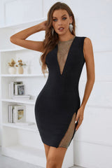 Robe bandage sans manches en maille Perrin