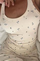 Floral Tank and Wide Leg Pants Set