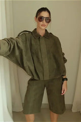 Veste bomber à boutons aux épaules et taille cintrée