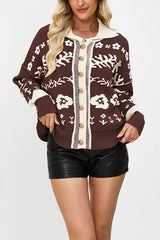 Cardigan ample à col carré et boutons, tendance