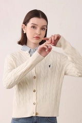 Cardigan en maille à manches longues et col rond uni, polyvalent