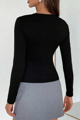 Twisted Cutout Long Sleeve T Shirt