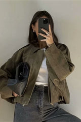 Veste bomber chic à la texture veloutée