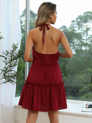 Jupe plissée d'été sexy à bretelles, couleur unie 