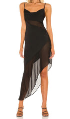 Robe midi moulante à bretelles noires