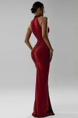 Ruched Back-Zip Party Dress