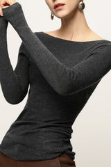Sous-chemise minimaliste en laine à épaules dénudées et coupe ajustée
