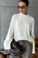 Pull oversize à col rond en maille unie