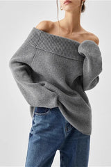 Pull gris uni à épaules dénudées