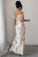 Off Shoulder Bodycon Long Print Floral Dress