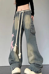 Streetwear Heart Patchwork Jeans