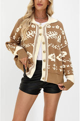 Cardigan ample à col carré et boutons, tendance