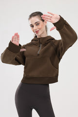 Sweat à capuche ample et chaud à demi-zip