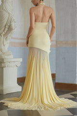 Sexy Backless Halter Paneled Flared Mermaid Party Dress
