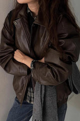 Retro Zipper PU Leather Motorcycle Jacket