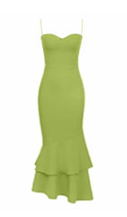 Robe longue à bretelles et coupe sirène verte