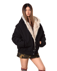 Veste bomber oversize doublée de fourrure