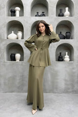Solid Cardigan Dress Two Piece Elegant Work Set